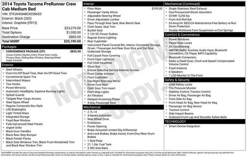 Black 2014 Toyota Tacoma PreRunner