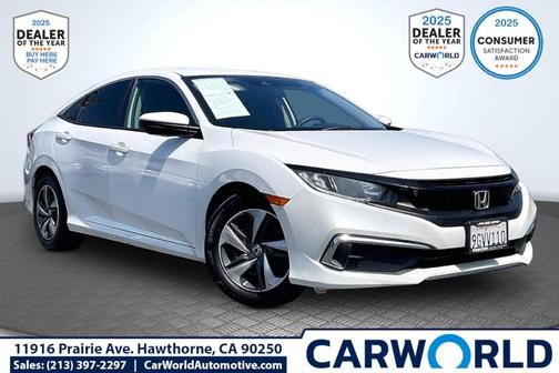 Platinum White Pearl 2020 Honda Civic LX