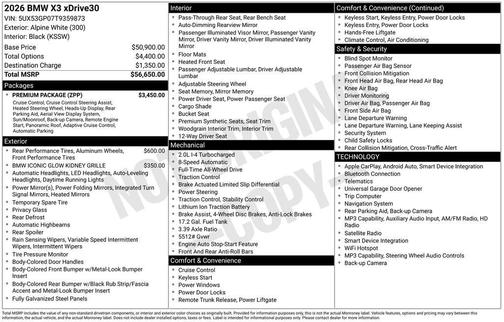Alpine White 2026 BMW X3 30 xDrive