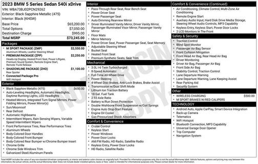 Black Sapphire Metallic 2023 BMW 540 i xDrive