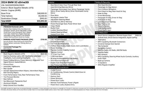 Black Sapphire Metallic 2024 BMW X3 xDrive30i