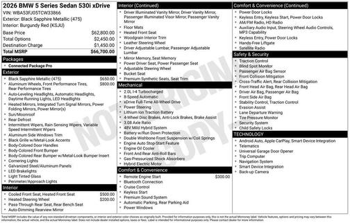 Black Sapphire Metallic 2026 BMW 530 i xDrive