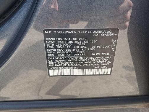 Gray 2025 Volkswagen Atlas Cross Sport 2.0T SE w/Technology