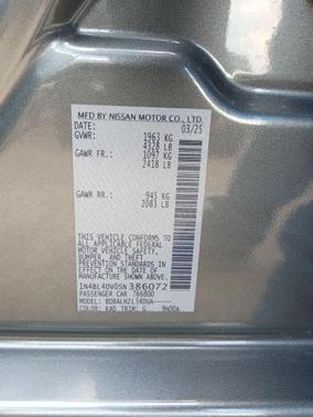 Gun Metallic 2025 Nissan Altima 2.5 SV