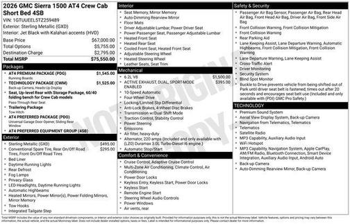 Sterling Metallic 2026 GMC Sierra 1500 AT4