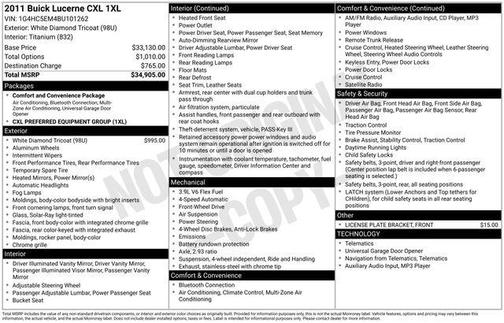 White Diamond Tricoat 2011 Buick Lucerne CXL