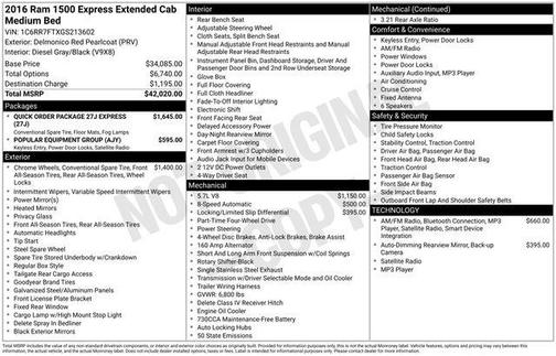 2016 RAM 1500 Tradesman/Express