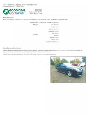 2013 Subaru Legacy 2.5i Limited