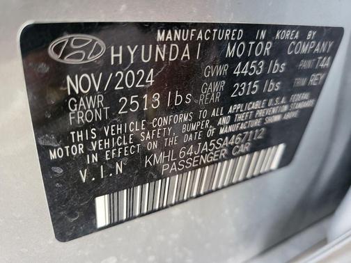 Aero Silver 2025 Hyundai SONATA SEL