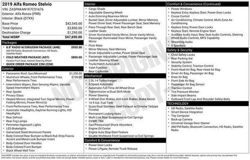 Alfa Rosso 2019 Alfa Romeo Stelvio Base