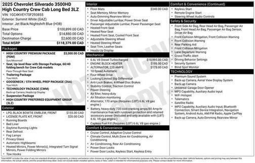 White 2025 Chevrolet Silverado 3500 High Country