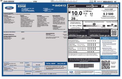Gray 2021 Ford Edge SEL