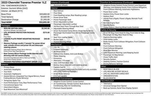 Summit White 2023 Chevrolet Traverse Premier