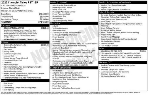 Black 2025 Chevrolet Tahoe 4WD RST