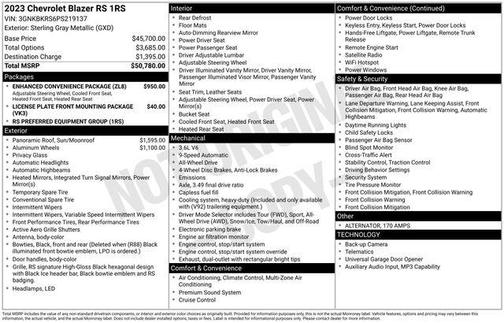 Sterling Gray Metallic 2023 Chevrolet Blazer RS