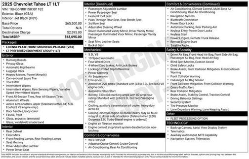 Black 2025 Chevrolet Tahoe LT