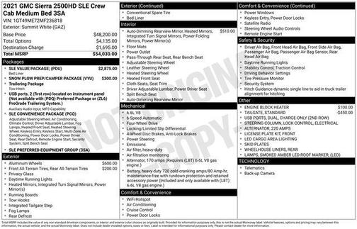 Summit White 2021 GMC Sierra 2500 SLE