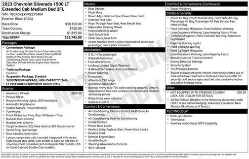 Black 2023 Chevrolet Silverado 1500 LT