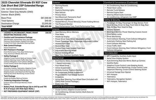 Slate Gray Metallic 2025 Chevrolet Silverado EV RST