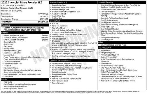 Radiant Red Tintcoat 2025 Chevrolet Tahoe Premier