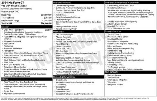 Snow White Pearl 2024 Kia Forte GT