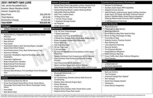 Black Obsidian 2021 INFINITI Q60 3.0T LUXE