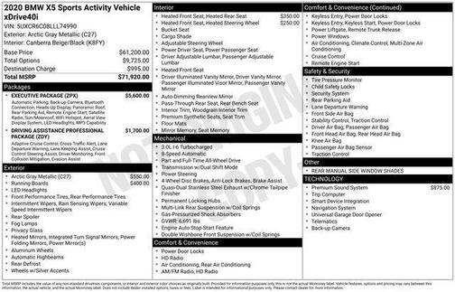 Arctic Gray Metallic 2020 BMW X5 xDrive40i
