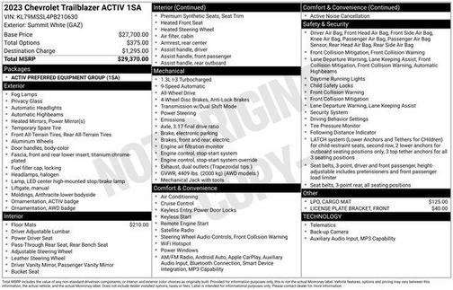 Summit White 2023 Chevrolet Trailblazer ACTIV