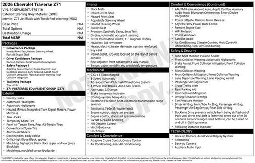 Gray 2026 Chevrolet Traverse Z71