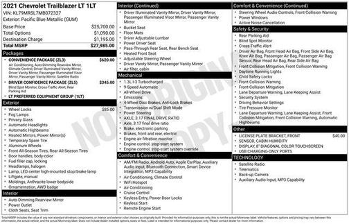 Pacific Blue Metallic 2021 Chevrolet Trailblazer LT