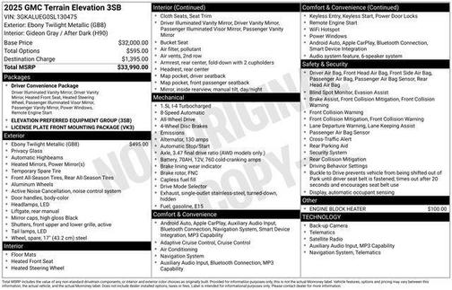 Ebony Twilight Metallic 2025 GMC Terrain AWD Elevation