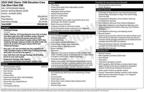 Sterling Metallic 2025 GMC Sierra 1500 Elevation