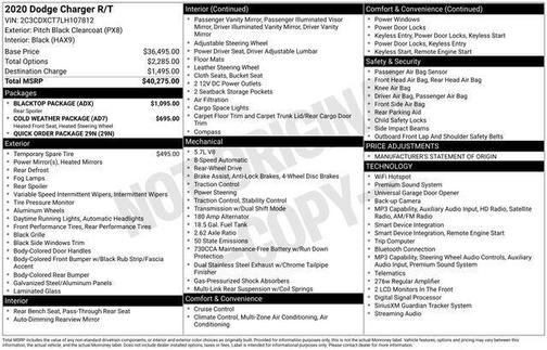 Pitch Black Clearcoat 2020 Dodge Charger R/T