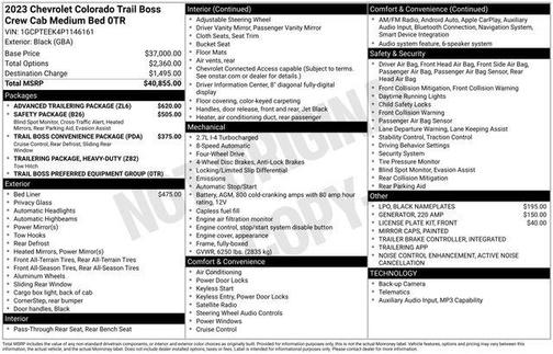 Black 2023 Chevrolet Colorado Trail Boss