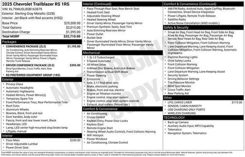 Sterling Gray Metallic 2025 Chevrolet Trailblazer RS