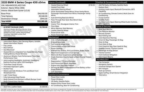 Alpine White 2020 BMW 430 i xDrive