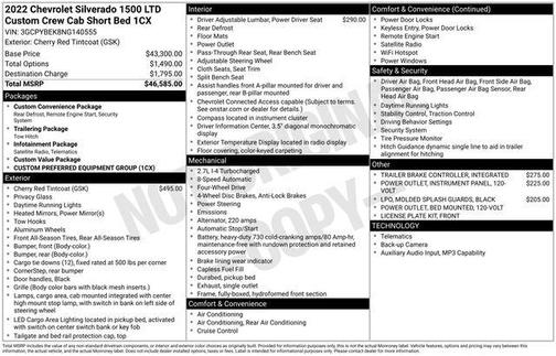 Cherry Red Tintcoat 2022 Chevrolet Silverado 1500 Limited Custom