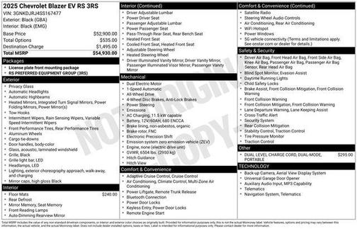 Black 2025 Chevrolet Blazer EV AWD RS