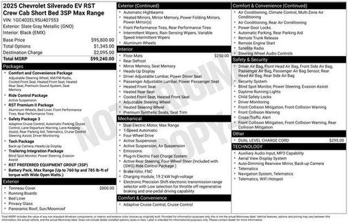 Slate Gray Metallic 2025 Chevrolet Silverado EV RST
