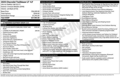 Crimson Metallic 2025 Chevrolet Trailblazer LT