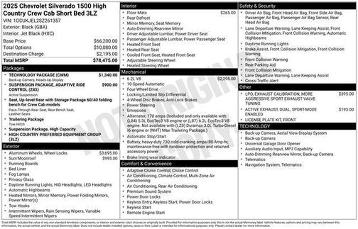 Black 2025 Chevrolet Silverado 1500 High Country