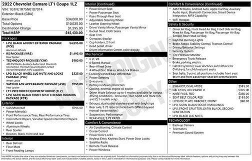 2022 Chevrolet Camaro RWD Coupe LT1