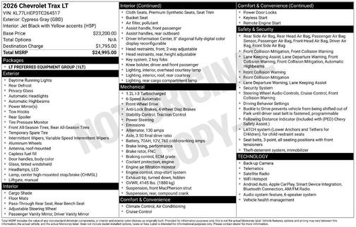 Cypress Gray 2026 Chevrolet Trax LT
