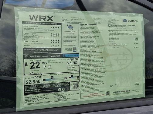 Magnetite Gray Metallic 2026 Subaru WRX Premium