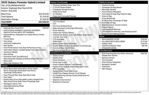 2025 Subaru Forester Hybrid Limited