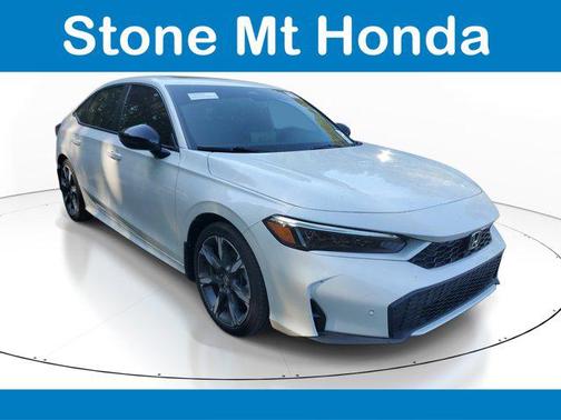 Platinum White Pearl 2025 Honda Civic Hybrid Sport Touring