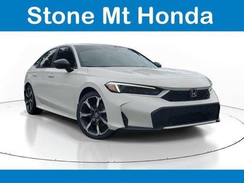 Platinum White Pearl 2025 Honda Civic Hybrid Sport Touring