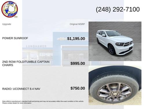 Bright White Clearcoat 2015 Dodge Durango R/T