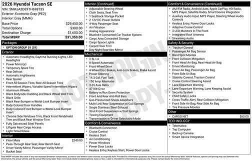 2026 Hyundai TUCSON SE