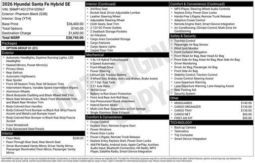 2026 Hyundai SANTA FE HEV SE